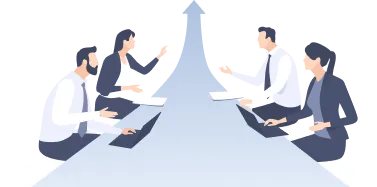 人々が資料を元に打ち合わせています